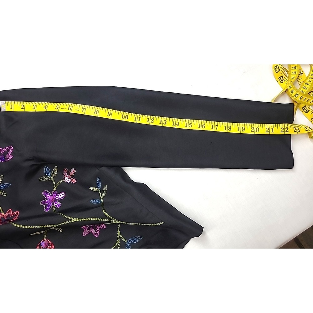 S.L.B.‎ 100% Silk Vintage Blazer Size 6 Floral Embroidered Sequins Y2K Shimmer - Picture 9 of 9